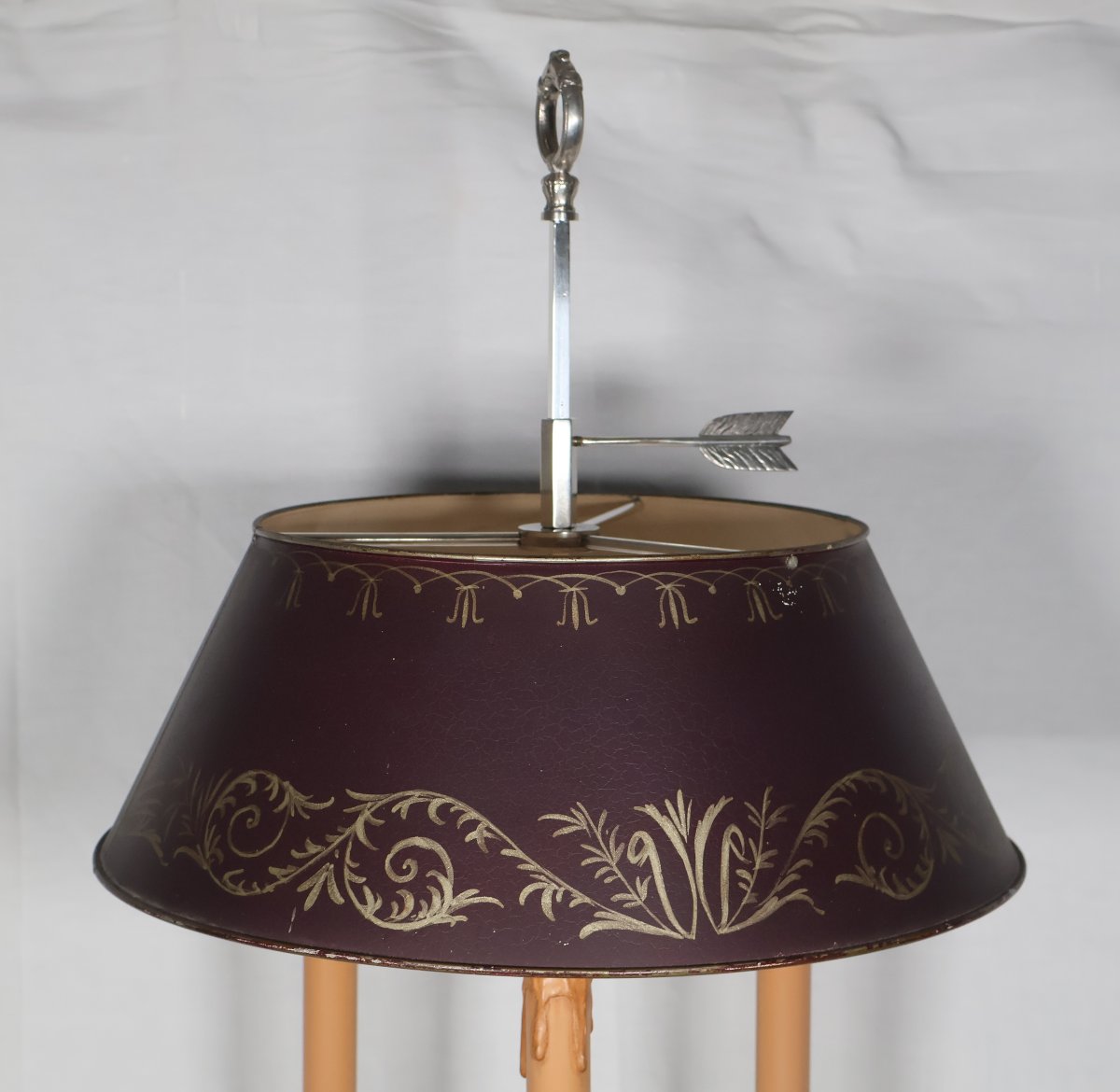 Empire Style Bouillotte Lamp In Silvered Bronze, Early 20th Century-photo-2