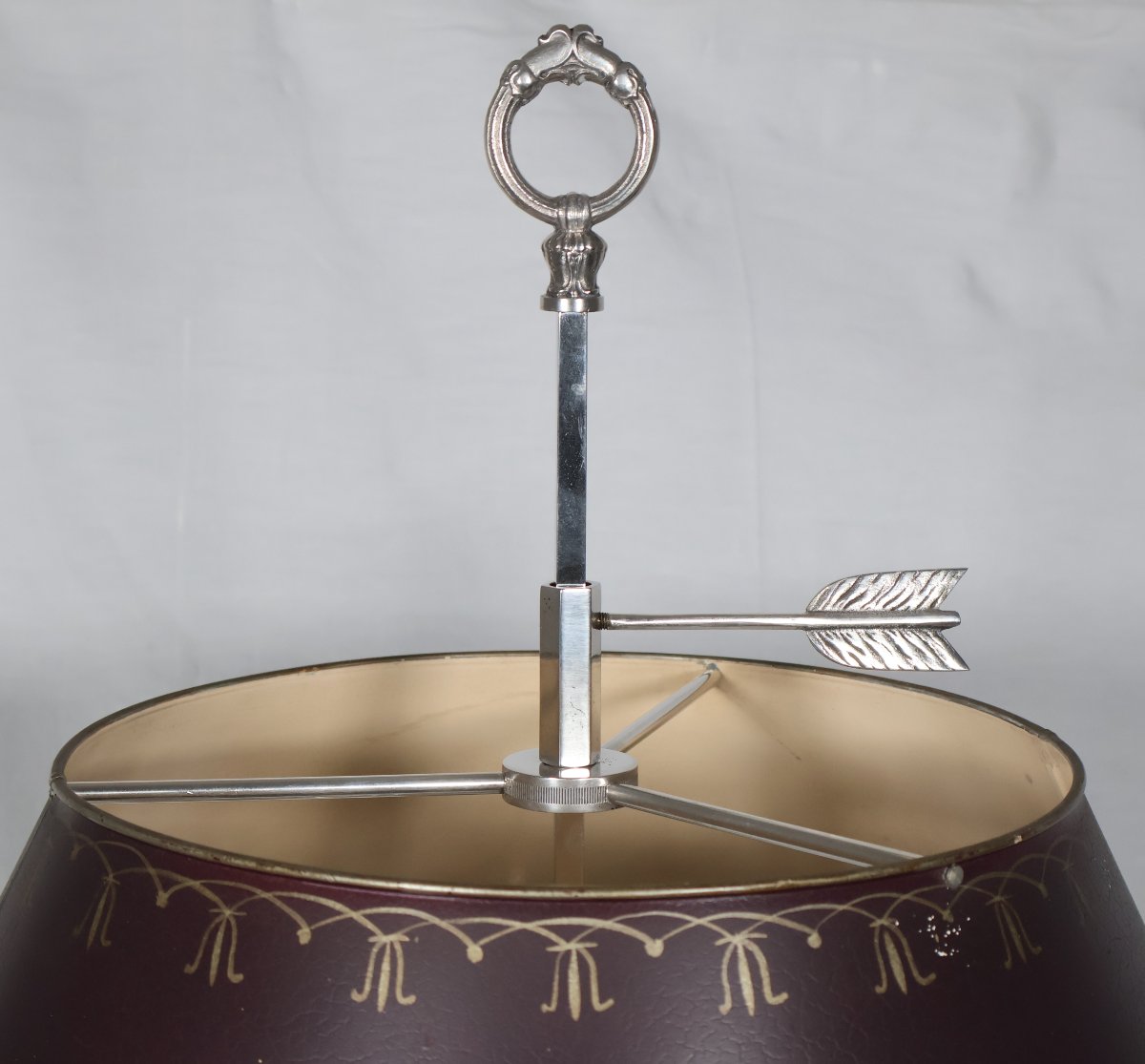 Empire Style Bouillotte Lamp In Silvered Bronze, Early 20th Century-photo-6