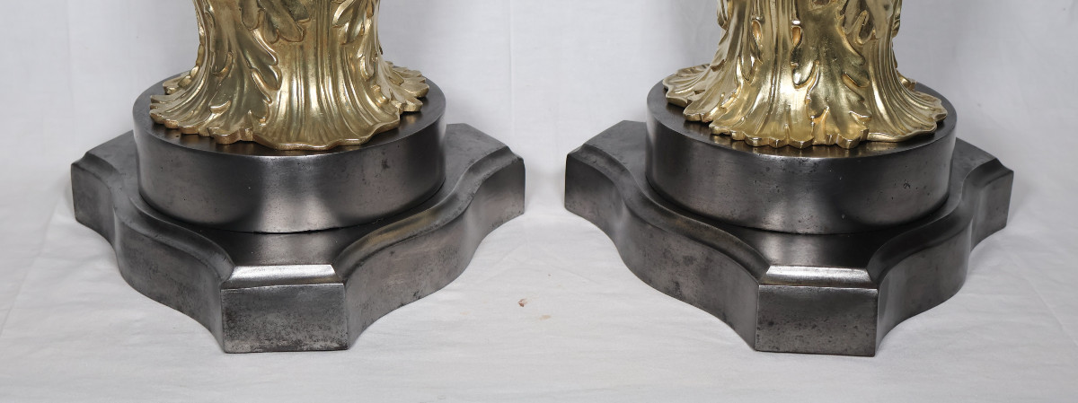 Large Pair Of Gilt Bronze Doorstops From The Napoleon III Period-photo-4