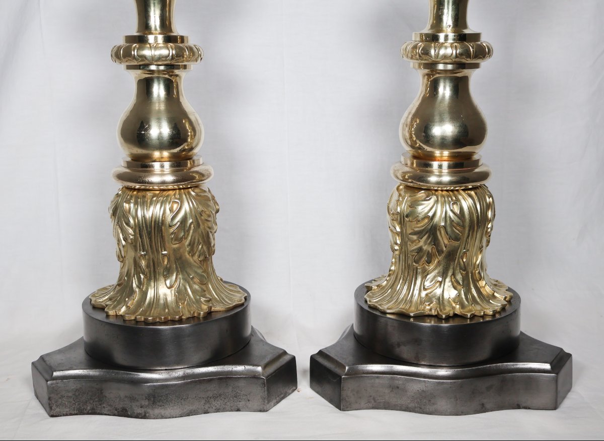 Large Pair Of Gilt Bronze Doorstops From The Napoleon III Period-photo-2