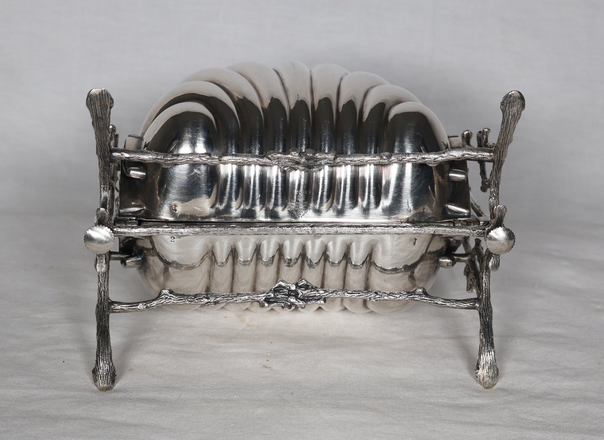 Victorian-era Silver-plated Metal Biscuit Tin -photo-2