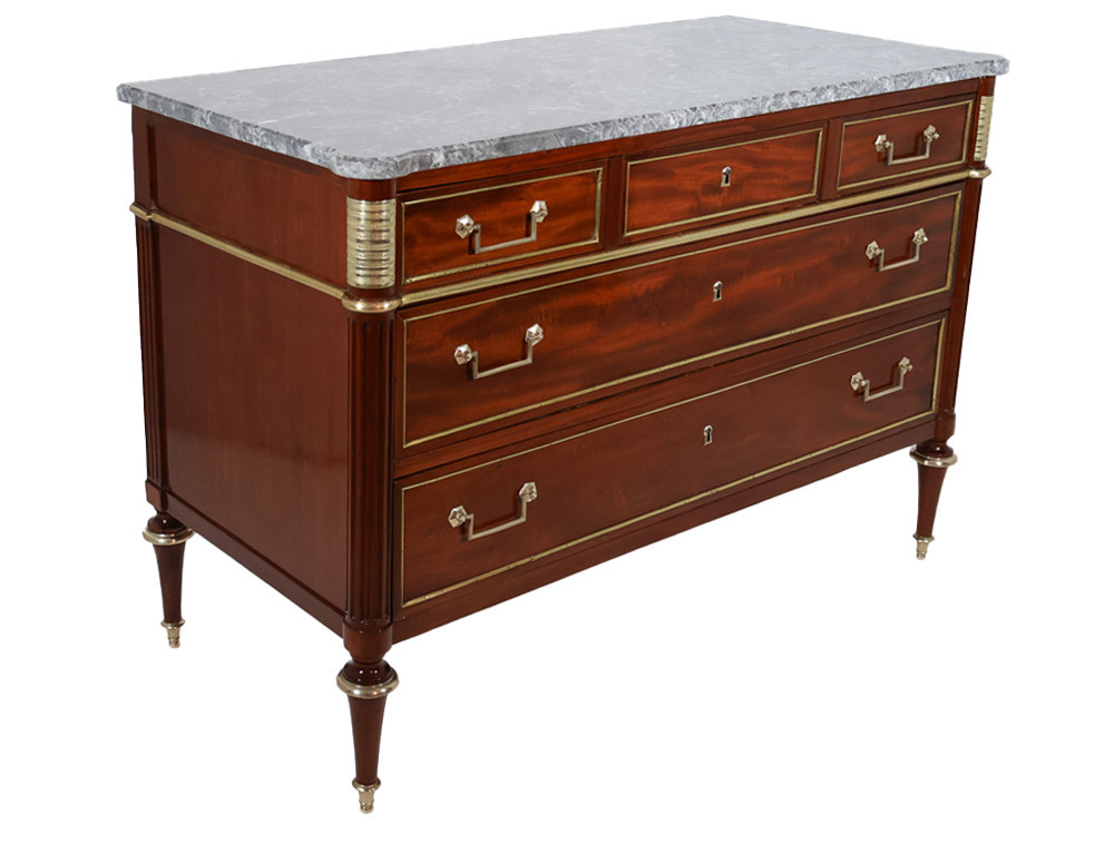 Louis XVI Period Mahogany Commode By F. Schey-photo-2