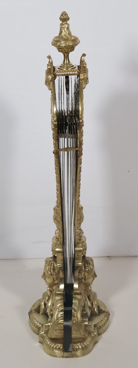 Fan-shaped Fire Screen In Gilt Bronze And Brass, Napoleon III Period-photo-1