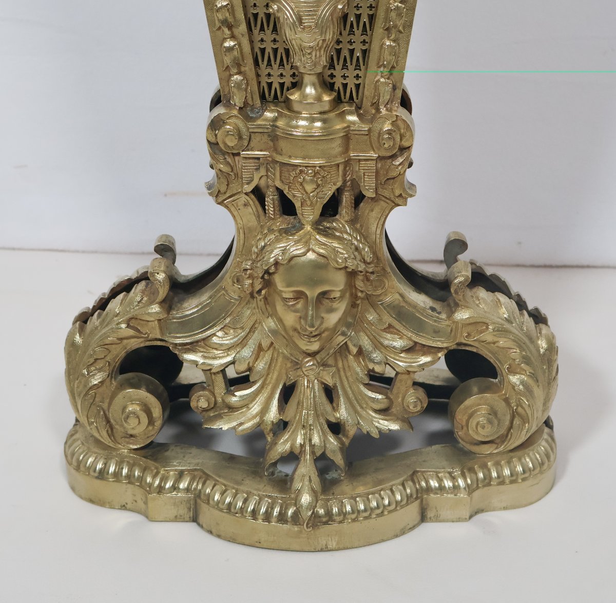 Fan-shaped Fire Screen In Gilt Bronze And Brass, Napoleon III Period-photo-3