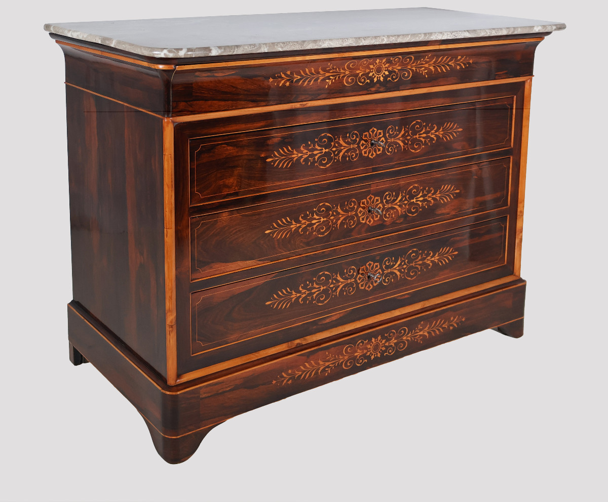 Rosewood And Lemonwood Chest Of Drawers Charles X Period-photo-2