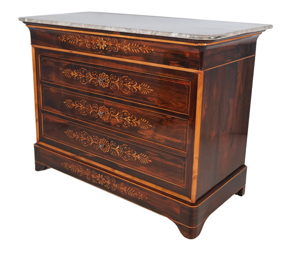 Rosewood And Lemonwood Chest Of Drawers Charles X Period-photo-3