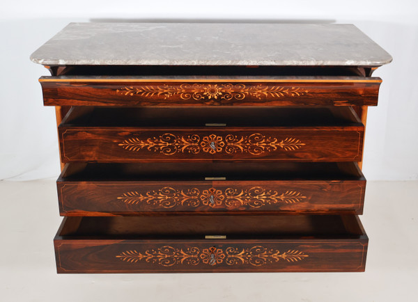 Rosewood And Lemonwood Chest Of Drawers Charles X Period-photo-4