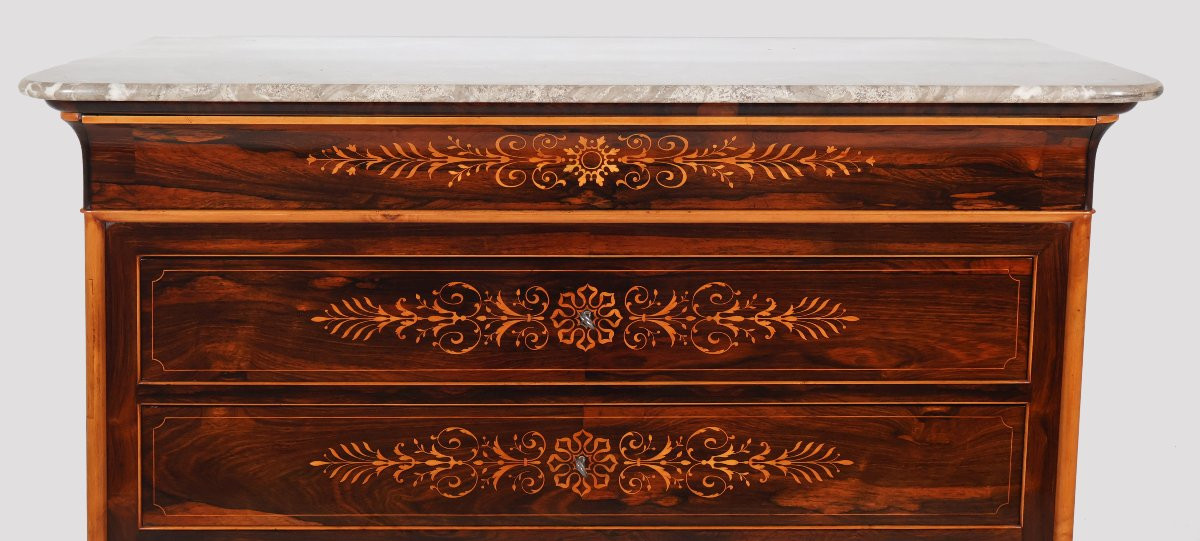 Rosewood And Lemonwood Chest Of Drawers Charles X Period-photo-7