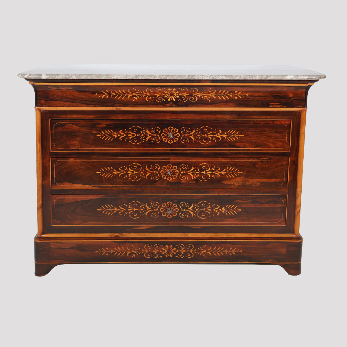 Rosewood And Lemonwood Chest Of Drawers Charles X Period