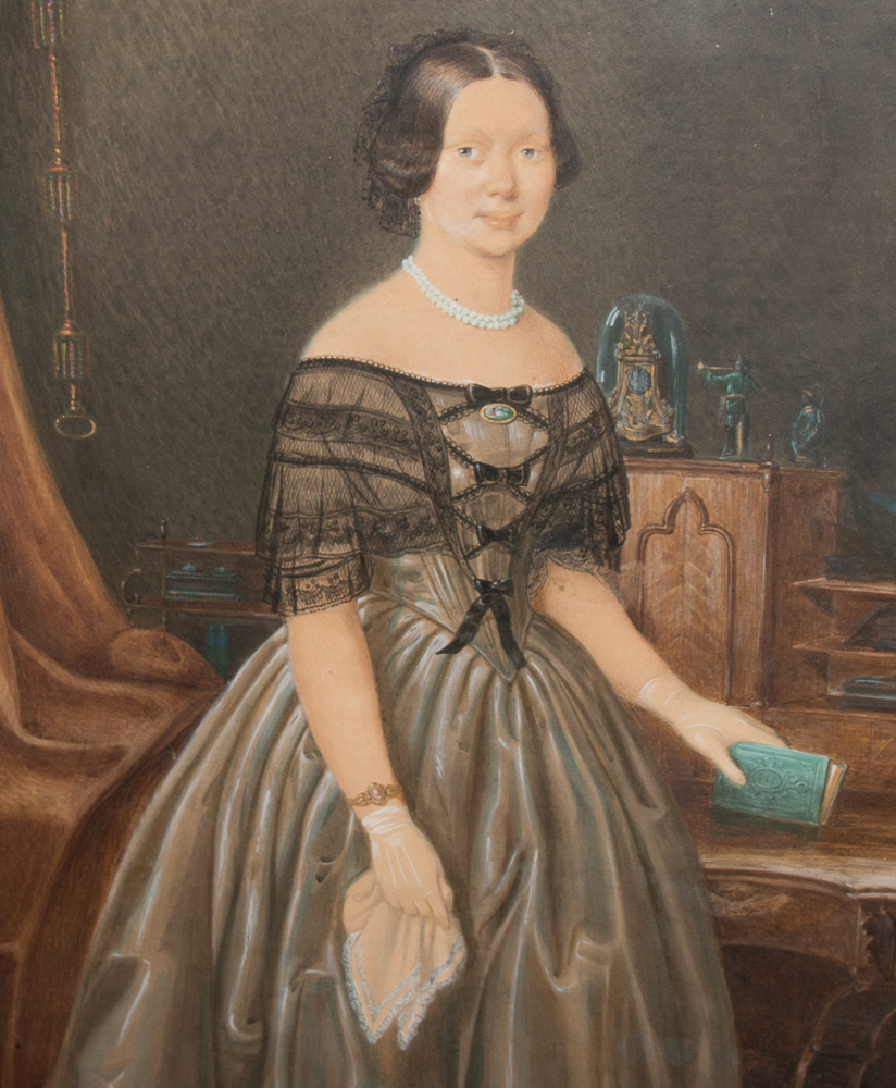 Aquarelle , Portrait de Femme, Signée L Kergel Et Datée 1849-photo-4