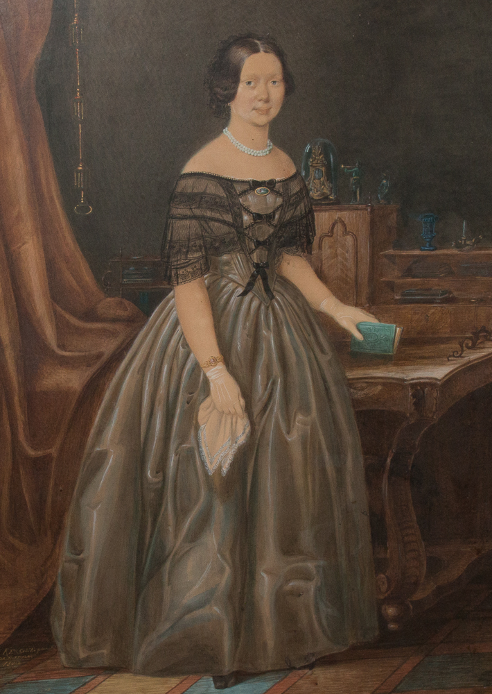 Aquarelle , Portrait de Femme, Signée L Kergel Et Datée 1849-photo-6