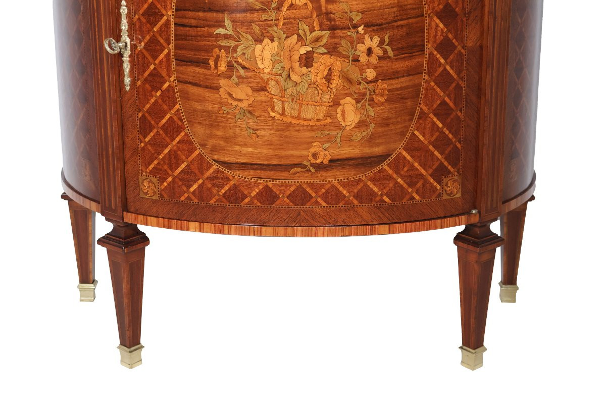 Meuble demi-lune de style Louis XVI fin XIXe siècle -photo-5