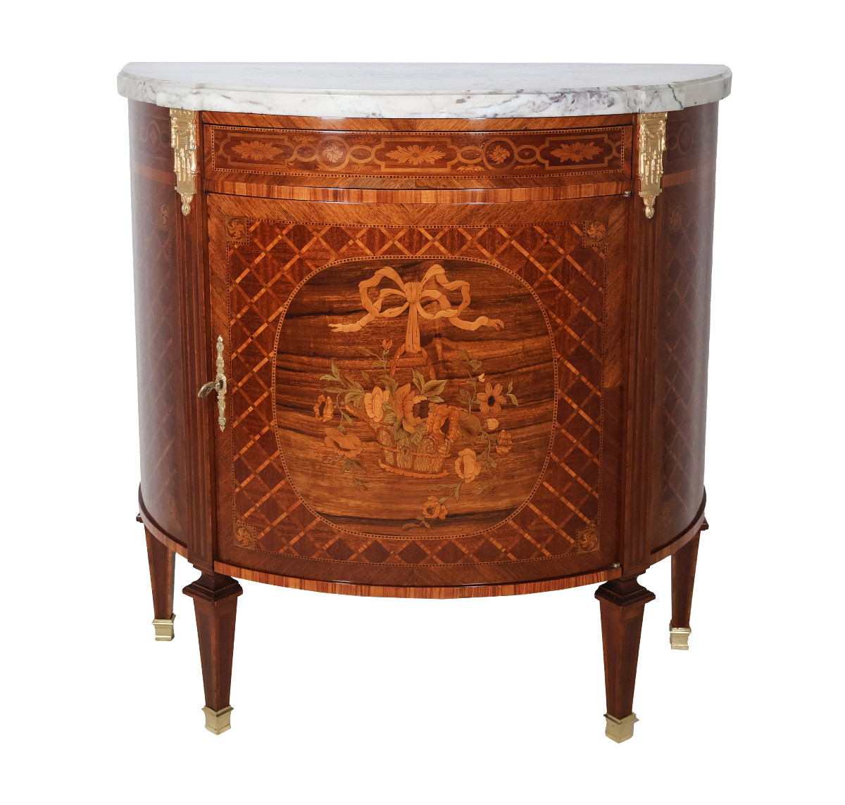 Meuble demi-lune de style Louis XVI fin XIXe siècle 