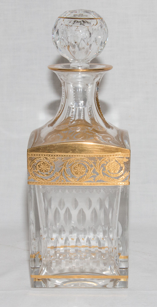 6 Verres Et Carafe à Whisky Cristallerie De Saint Louis Modèle Thistle Or-photo-3