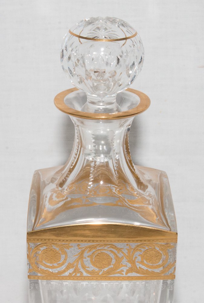 6 Verres Et Carafe à Whisky Cristallerie De Saint Louis Modèle Thistle Or-photo-4