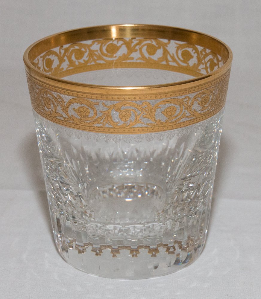 6 Verres Et Carafe à Whisky Cristallerie De Saint Louis Modèle Thistle Or-photo-6