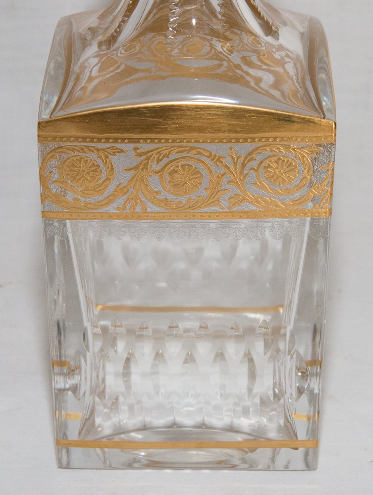 6 Verres Et Carafe à Whisky Cristallerie De Saint Louis Modèle Thistle Or-photo-8