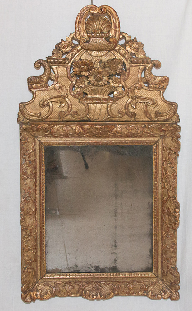 Miroir à fronton d’époque Régence, début XVIIIe siècle.-photo-2