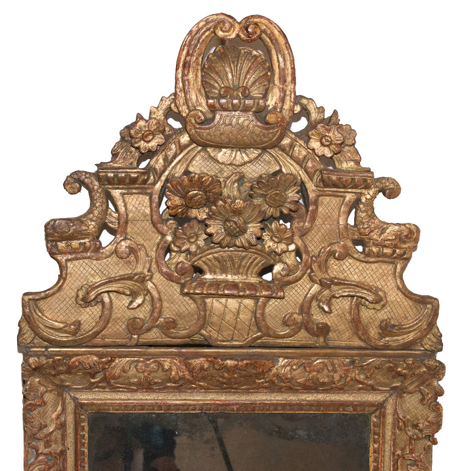 Miroir à fronton d’époque Régence, début XVIIIe siècle.-photo-3