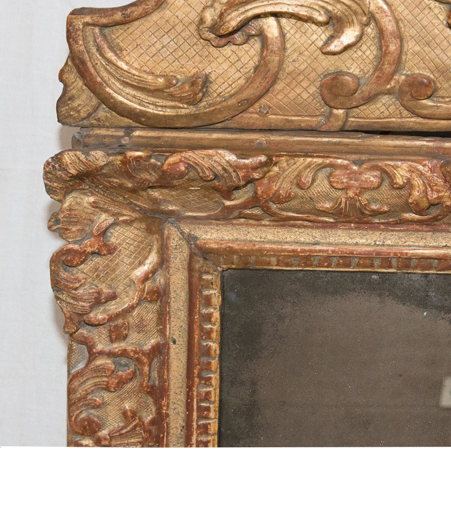 Miroir à fronton d’époque Régence, début XVIIIe siècle.-photo-3