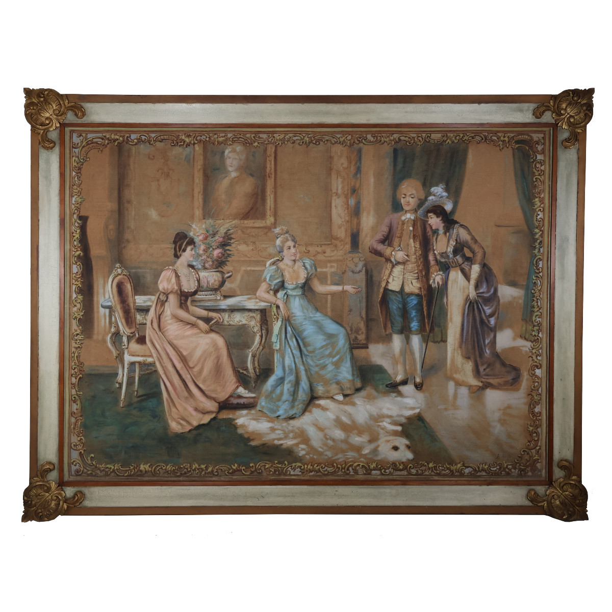 Tapestry Painted Bourgeois Interior Late 19th Century