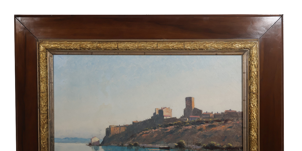 Oil On Canvas View Of Bages Lina Bill (1855-1936)-photo-4