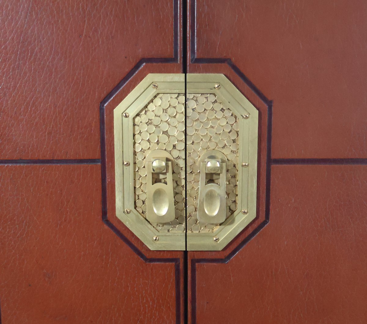  Rosewood Cabinet With Leather Upholstery Art Deco Period-photo-2
