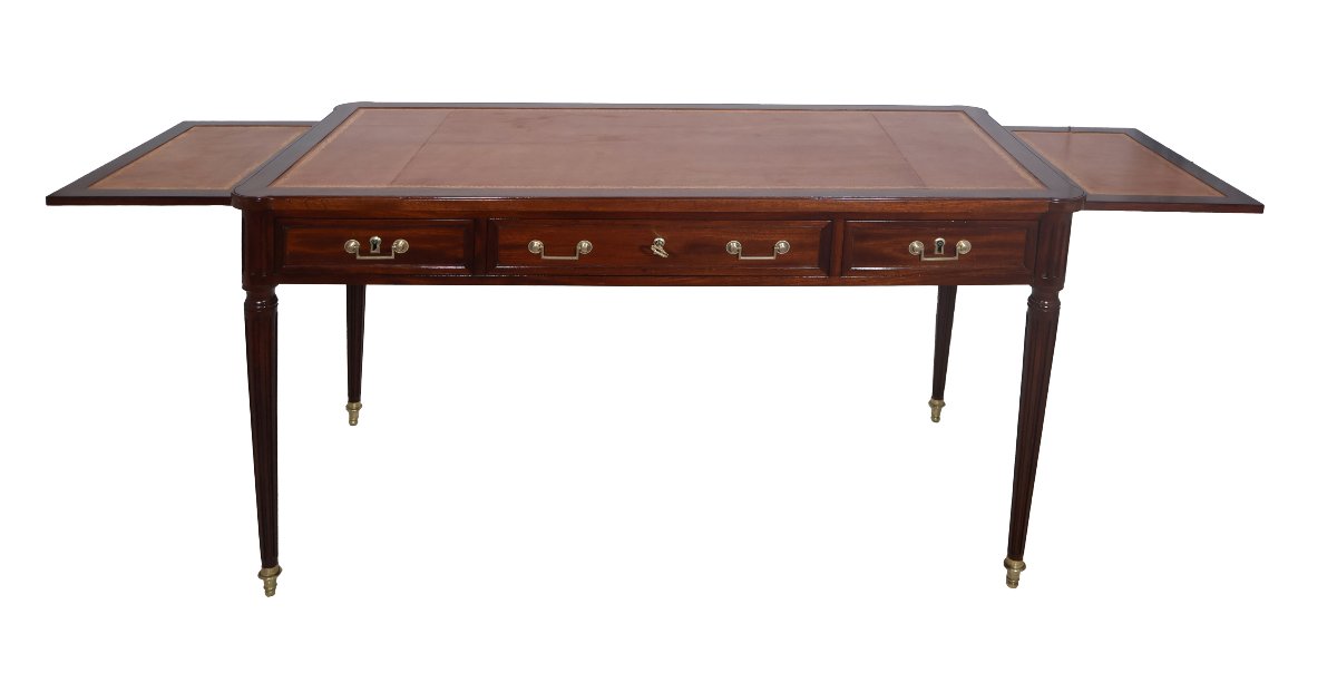  Double-sided Flat Desk In Mahogany Louis XVI Period-photo-2