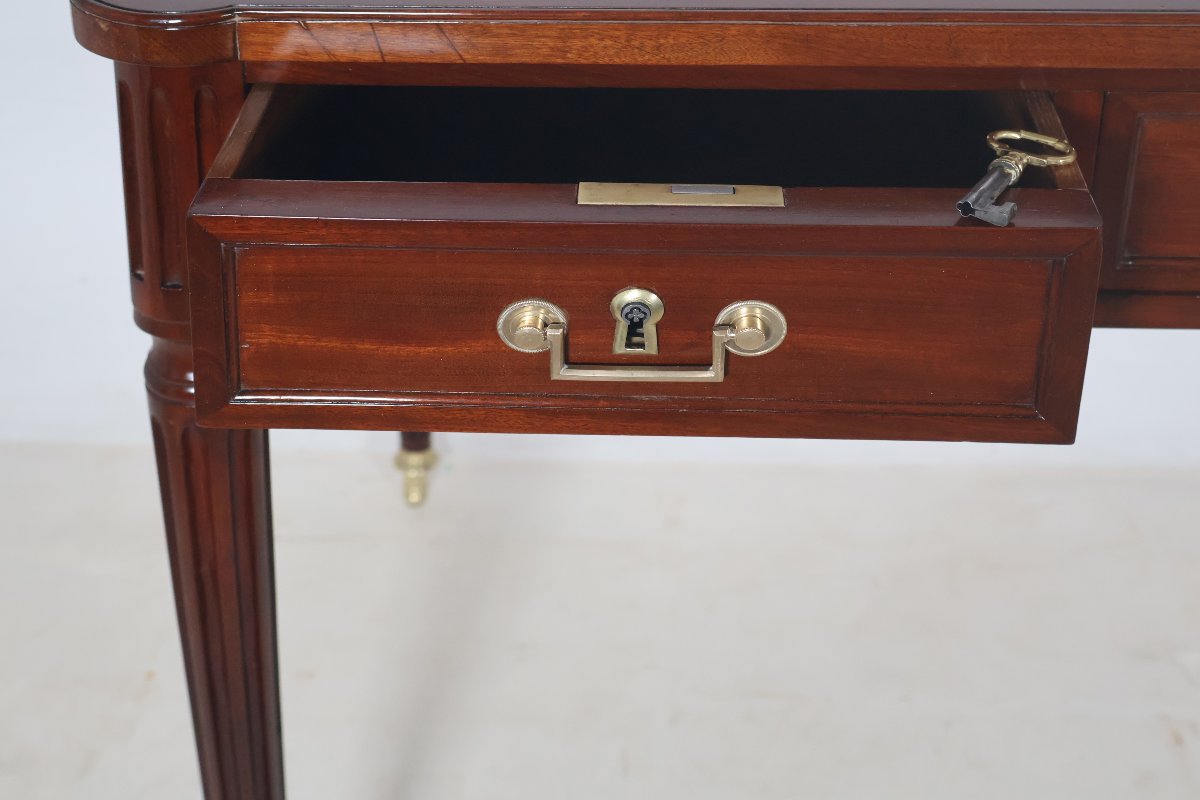  Double-sided Flat Desk In Mahogany Louis XVI Period-photo-2