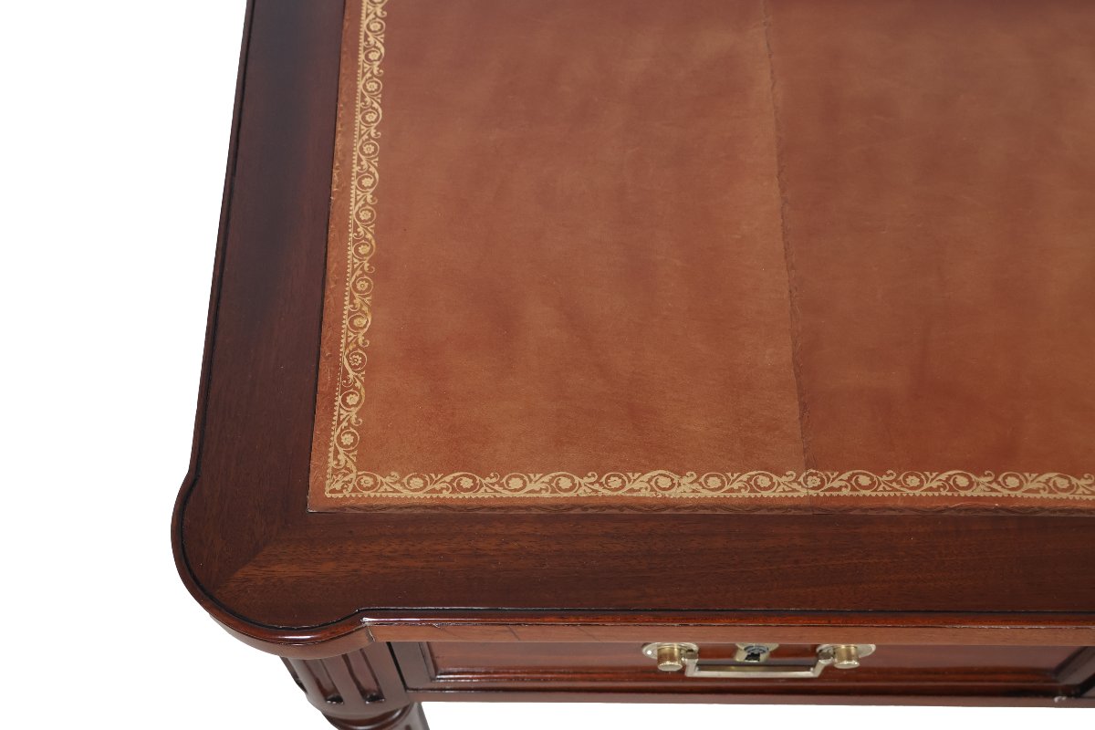  Double-sided Flat Desk In Mahogany Louis XVI Period-photo-6