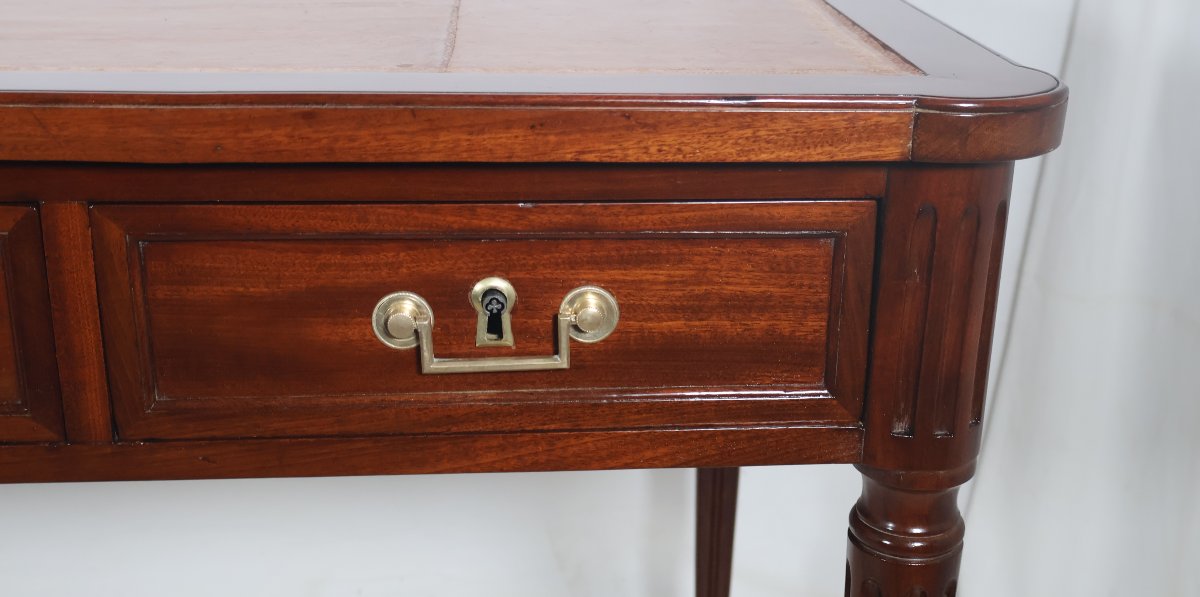  Double-sided Flat Desk In Mahogany Louis XVI Period-photo-8
