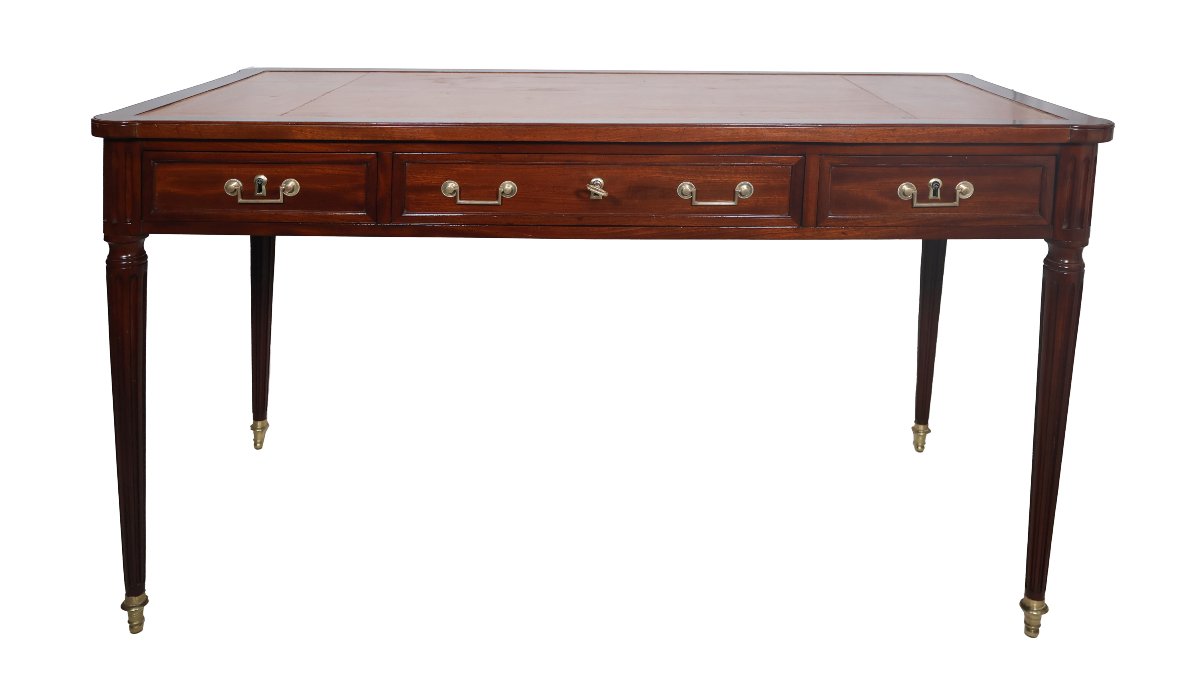  Double-sided Flat Desk In Mahogany Louis XVI Period