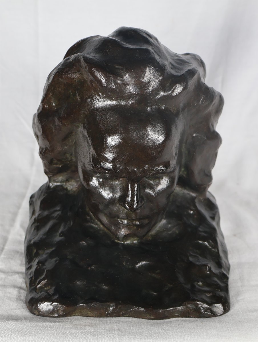 Bronze Bust Of Beethoven Paul Gaston Deprez 1872-1941-photo-8