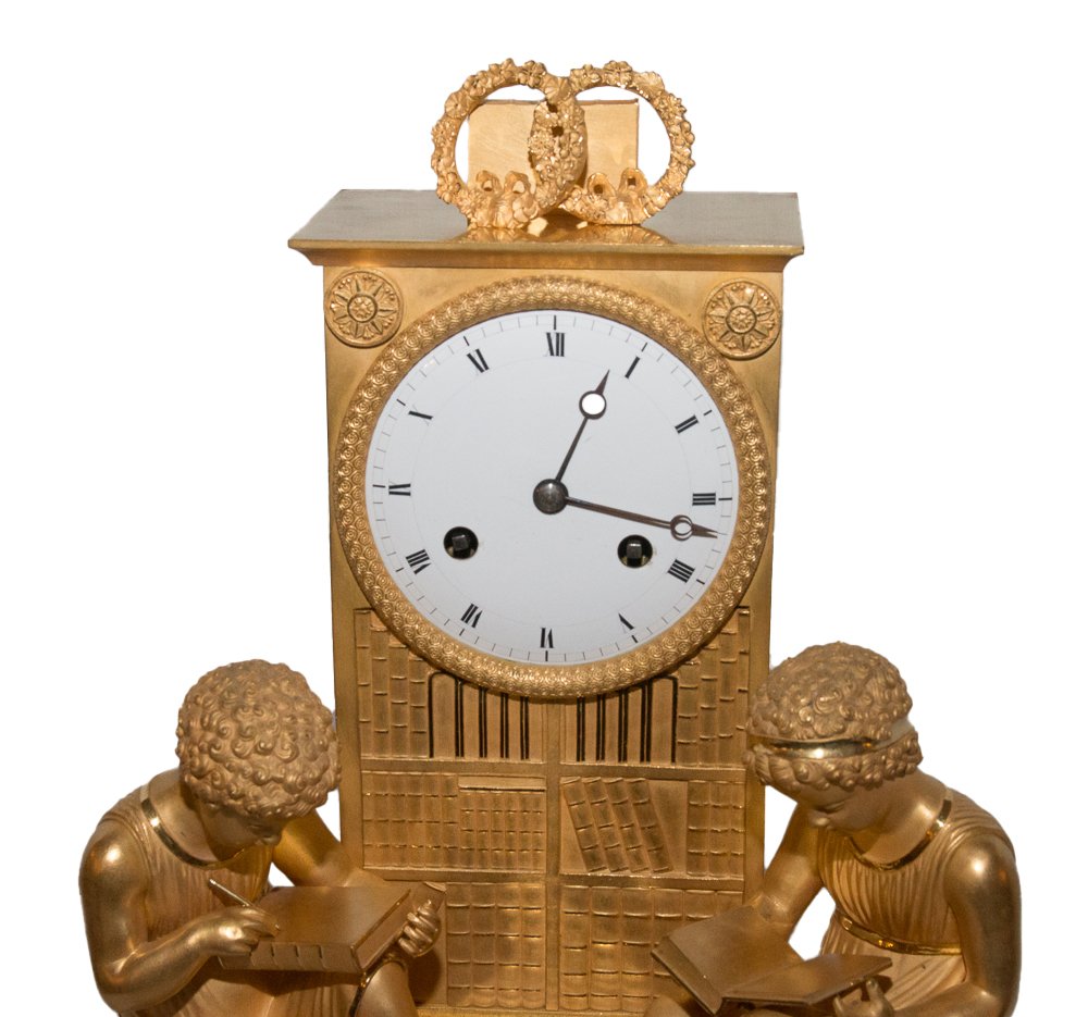 Empire-period Gilded Bronze Bookcase Clock-photo-2