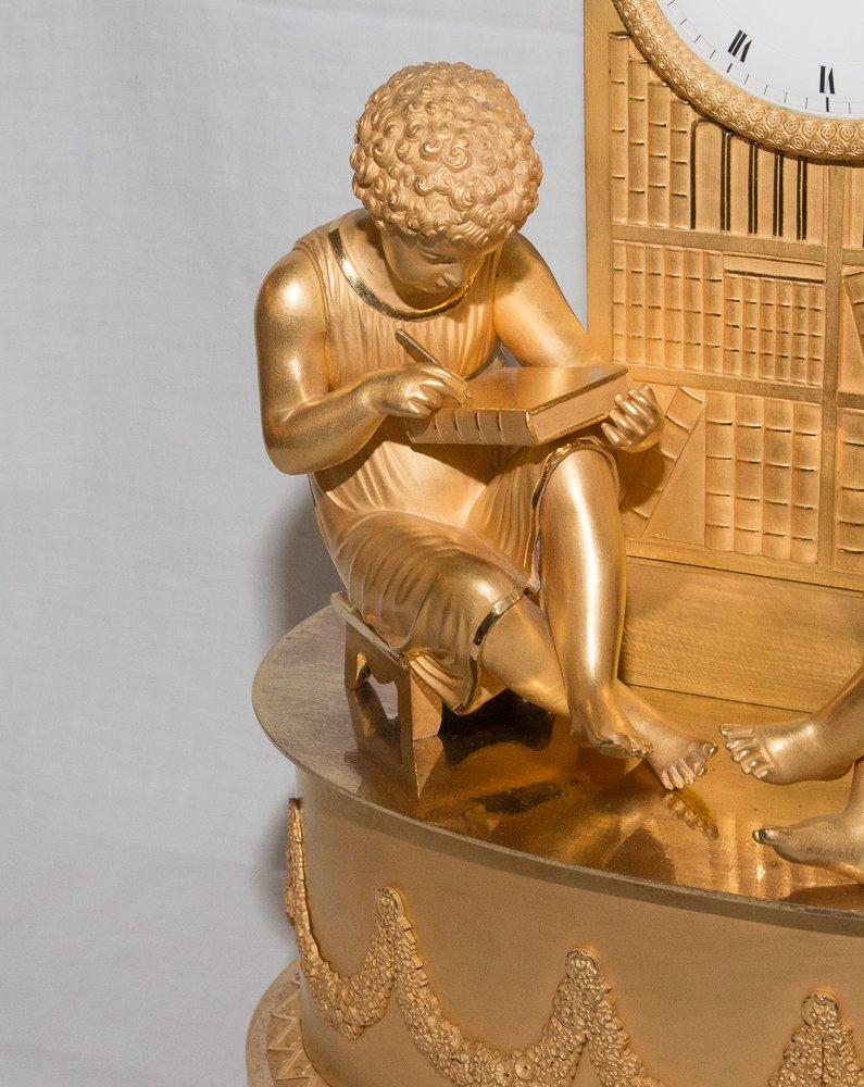 Empire-period Gilded Bronze Bookcase Clock-photo-6