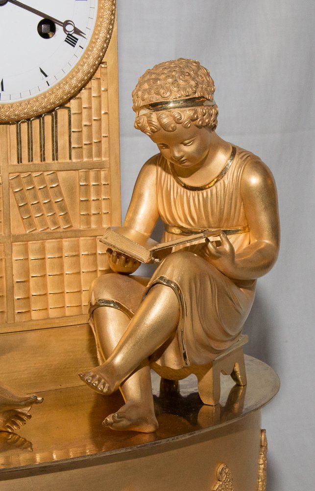 Empire-period Gilded Bronze Bookcase Clock-photo-7