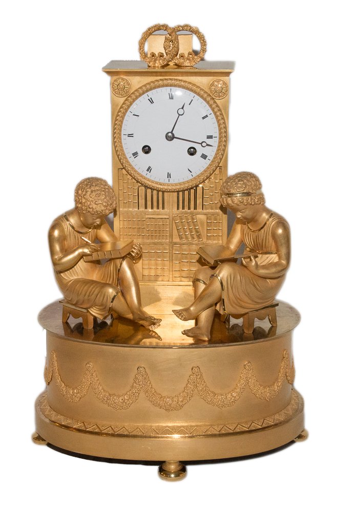 Empire-period Gilded Bronze Bookcase Clock