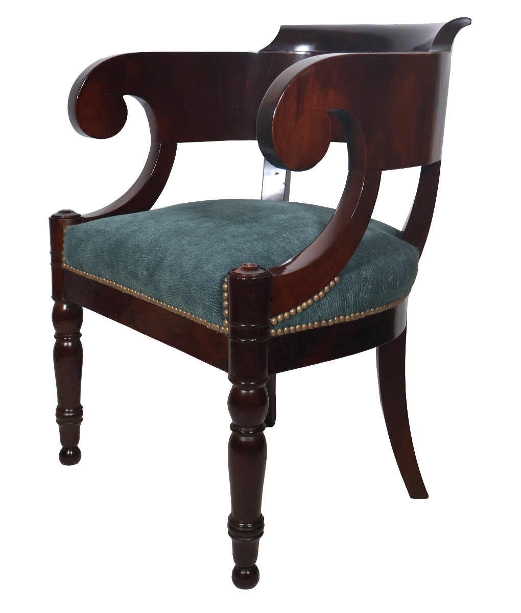 Fauteuil de bureau en acajou époque Restauration -photo-2