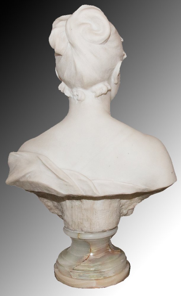 Buste de jeune femme en marbre A. Lanson XIXe siècle-photo-2