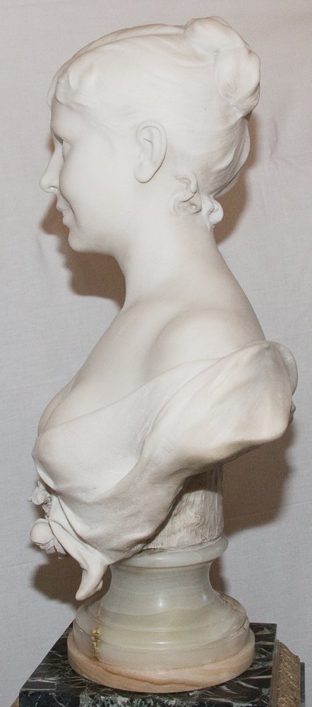 Buste de jeune femme en marbre A. Lanson XIXe siècle-photo-4