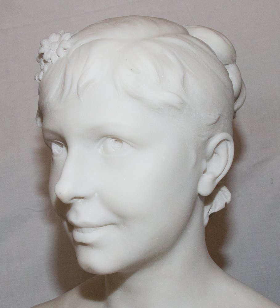 Buste de jeune femme en marbre A. Lanson XIXe siècle-photo-3
