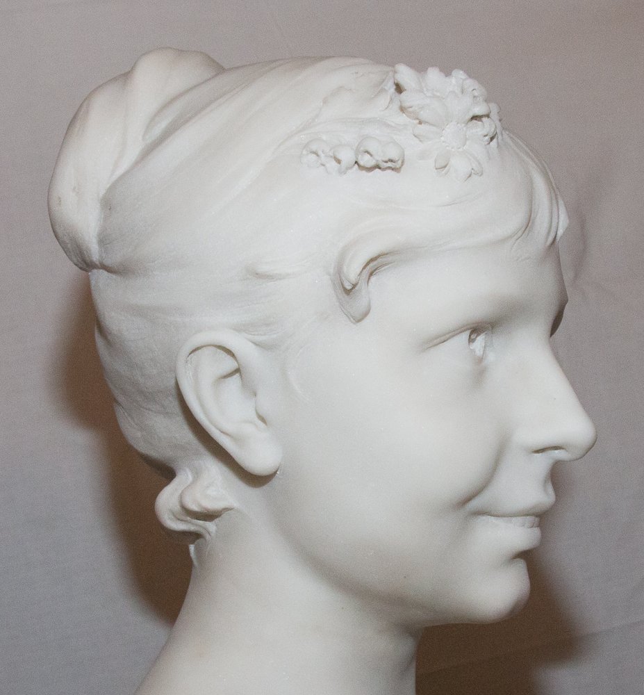 Buste de jeune femme en marbre A. Lanson XIXe siècle-photo-5