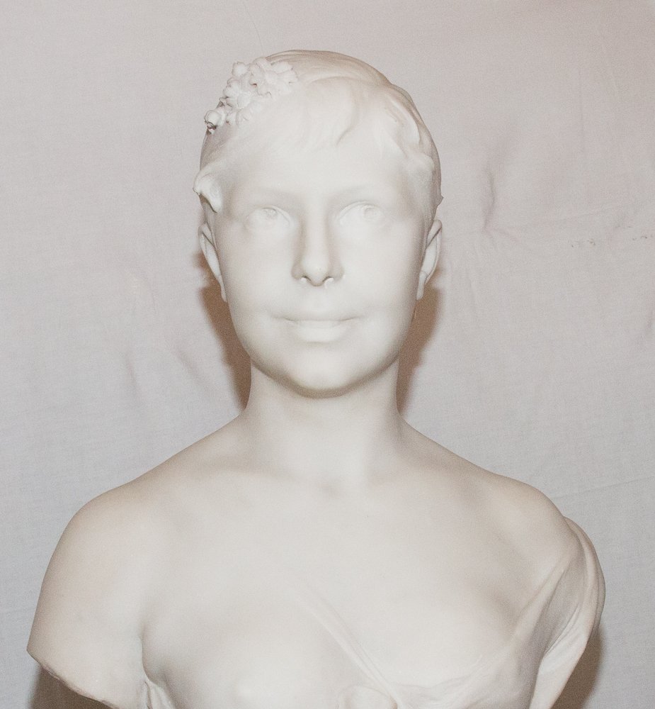 Buste de jeune femme en marbre A. Lanson XIXe siècle-photo-6