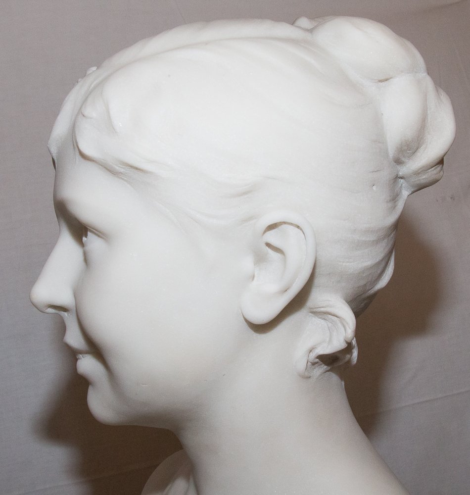 Buste de jeune femme en marbre A. Lanson XIXe siècle-photo-8