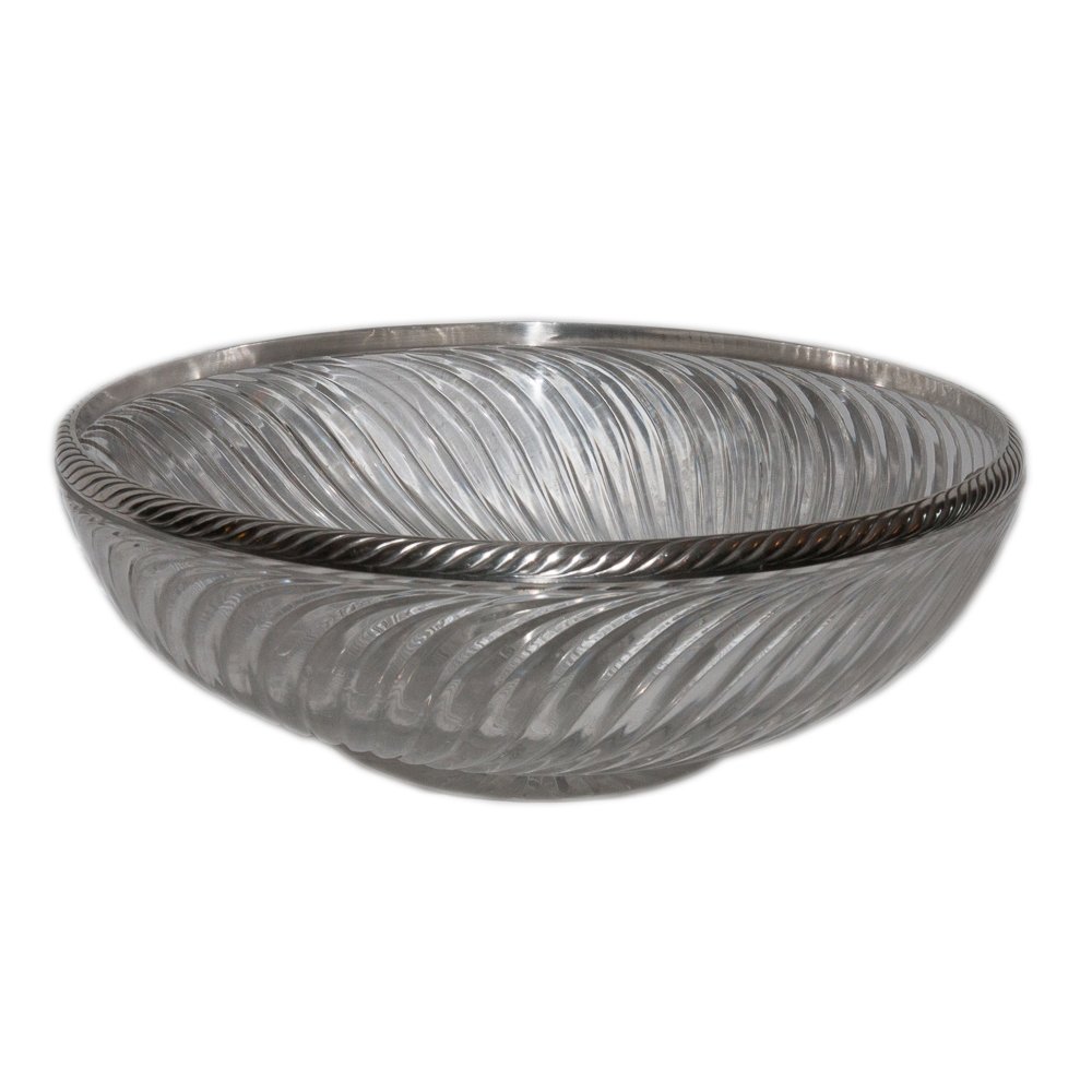 Grande coupe en cristal de Baccarat et argent massif fin XIXe siècle-photo-2