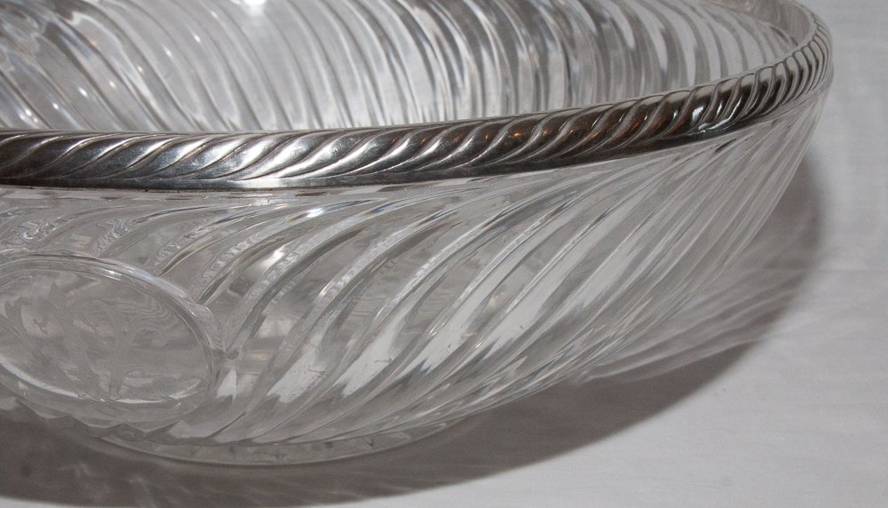 Grande coupe en cristal de Baccarat et argent massif fin XIXe siècle-photo-3