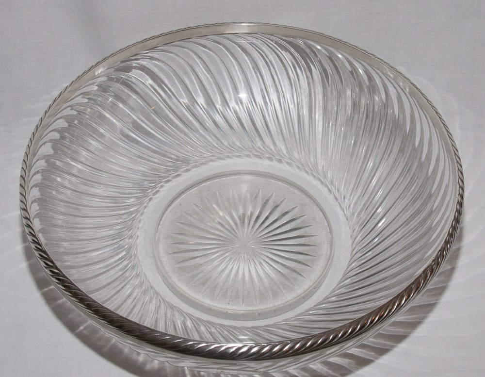 Grande coupe en cristal de Baccarat et argent massif fin XIXe siècle-photo-7