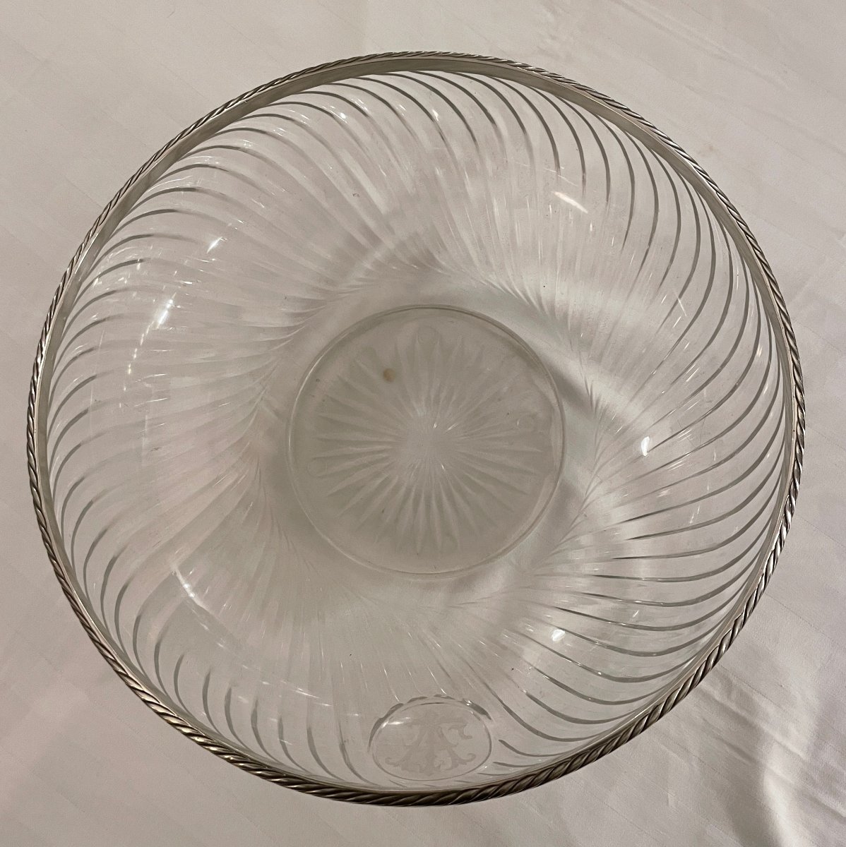 Grande coupe en cristal de Baccarat et argent massif fin XIXe siècle-photo-8