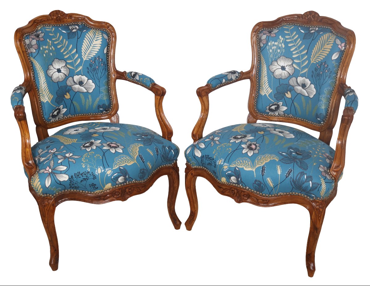  Paire de cabriolets estampillés NOGARET circa 1750-photo-2