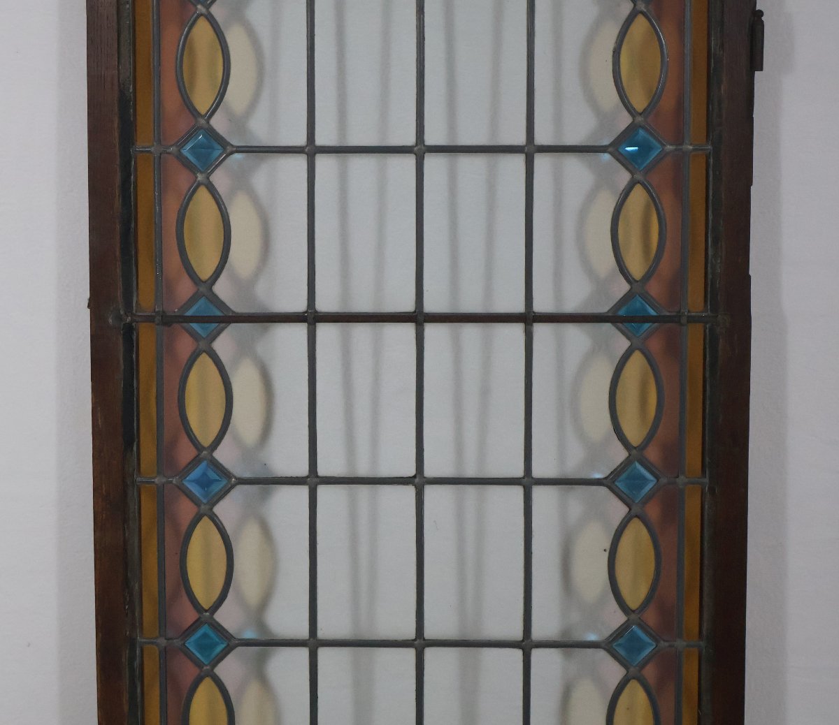 Paire de vitraux en verre serti au plomb époque 1900-photo-4